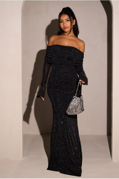 Black Sequin Long Dress