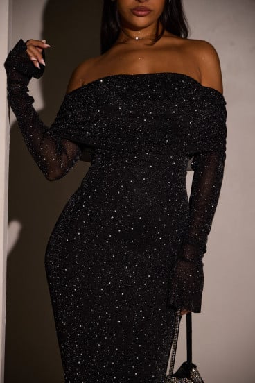 Black Sequin Long Dress